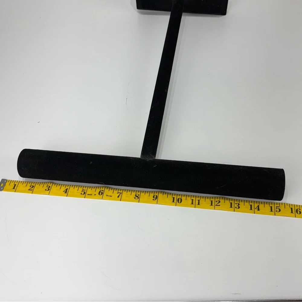 2 Long black velvet T-Bar necklace and Bracelet Display